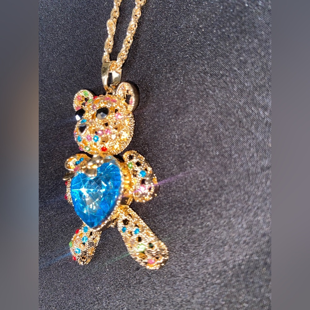 Teddy bear birthstone pendant